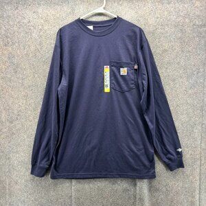 Carhartt FR Shirt Mens Medium Navy BluForce Flame Resistant Long Sleeve Pocket